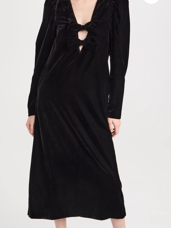 Sea Dresses & Skirts - Sea Black Velvet V-Neck Midi Dress with Bow Cutouts